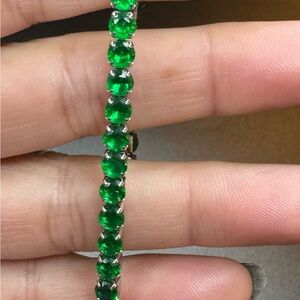 Simulated Green Diamond (Green CZ) Butterfly Slider Bolo Tennis Bracelet